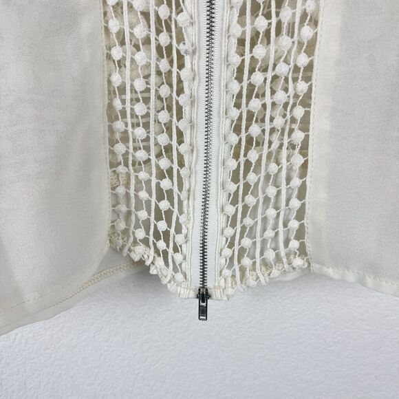 L'atiste Clover Club Crochet Lace Top Womens Small Cream Blouse Long Sleeve Boho - Picture 12 of 13
